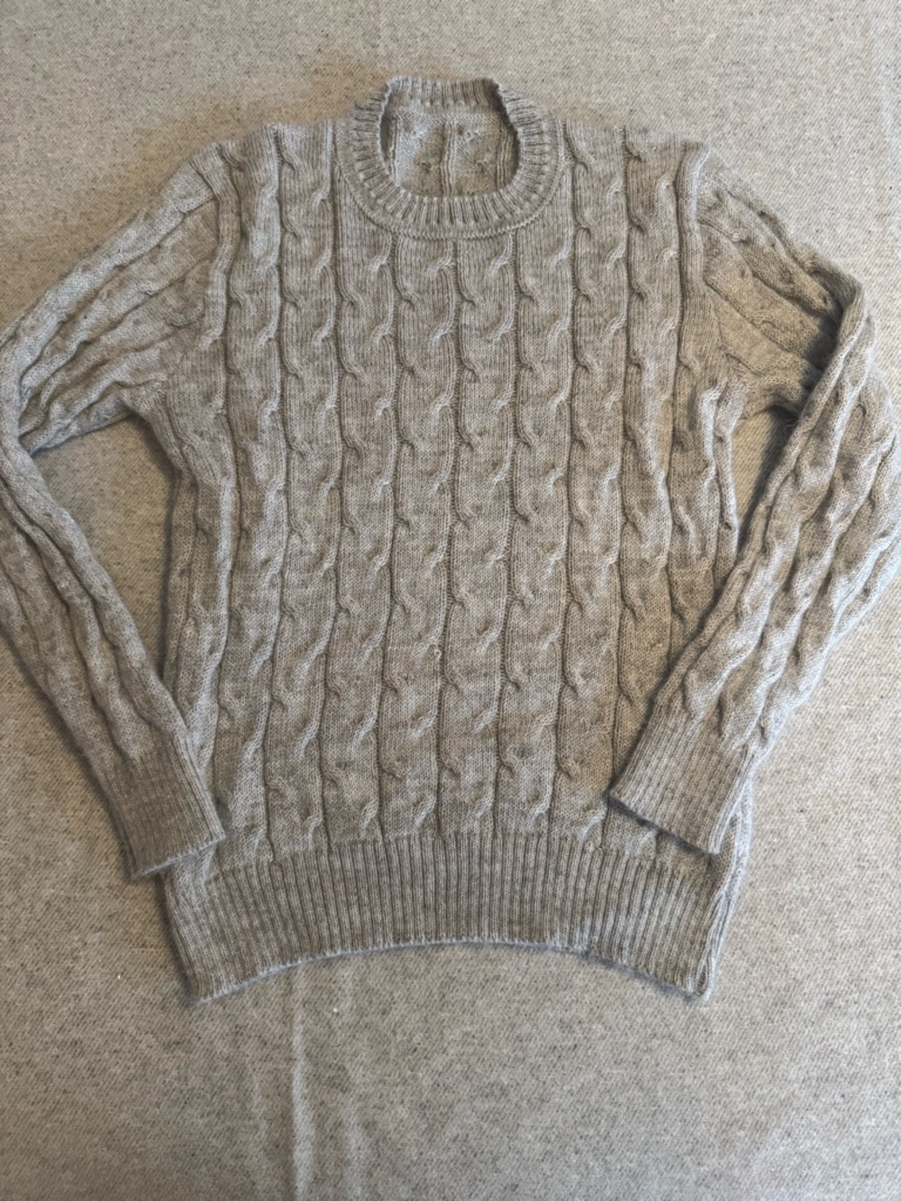 Classic Cable Knit cashmere /wool Crewneck Sweater - Taupe